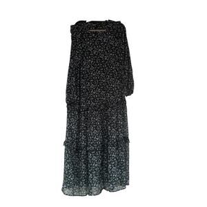 Wild Fable Boho Dress Blue Floral Button Front Semi-Sheer Woman’s Size Large